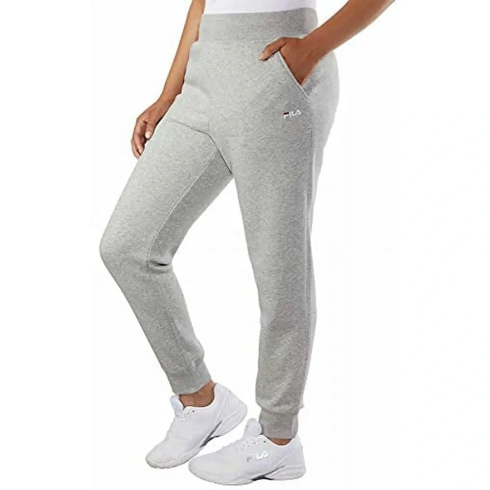 NWT Fila Ladies Fleece Jogger Gray Large Side‎ Pockets Ribbed Waistband & Cuffs